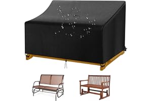DSWCKNVK Outdoor Glider Bench Cover,Suitable for Glider Bench for Outside Patio,2-Person Patio Glider Rocking Chair Cover,420D Waterproof Oxford Cloth,Sunshade Rainproof (Black,44 * 30 * 24/35in)