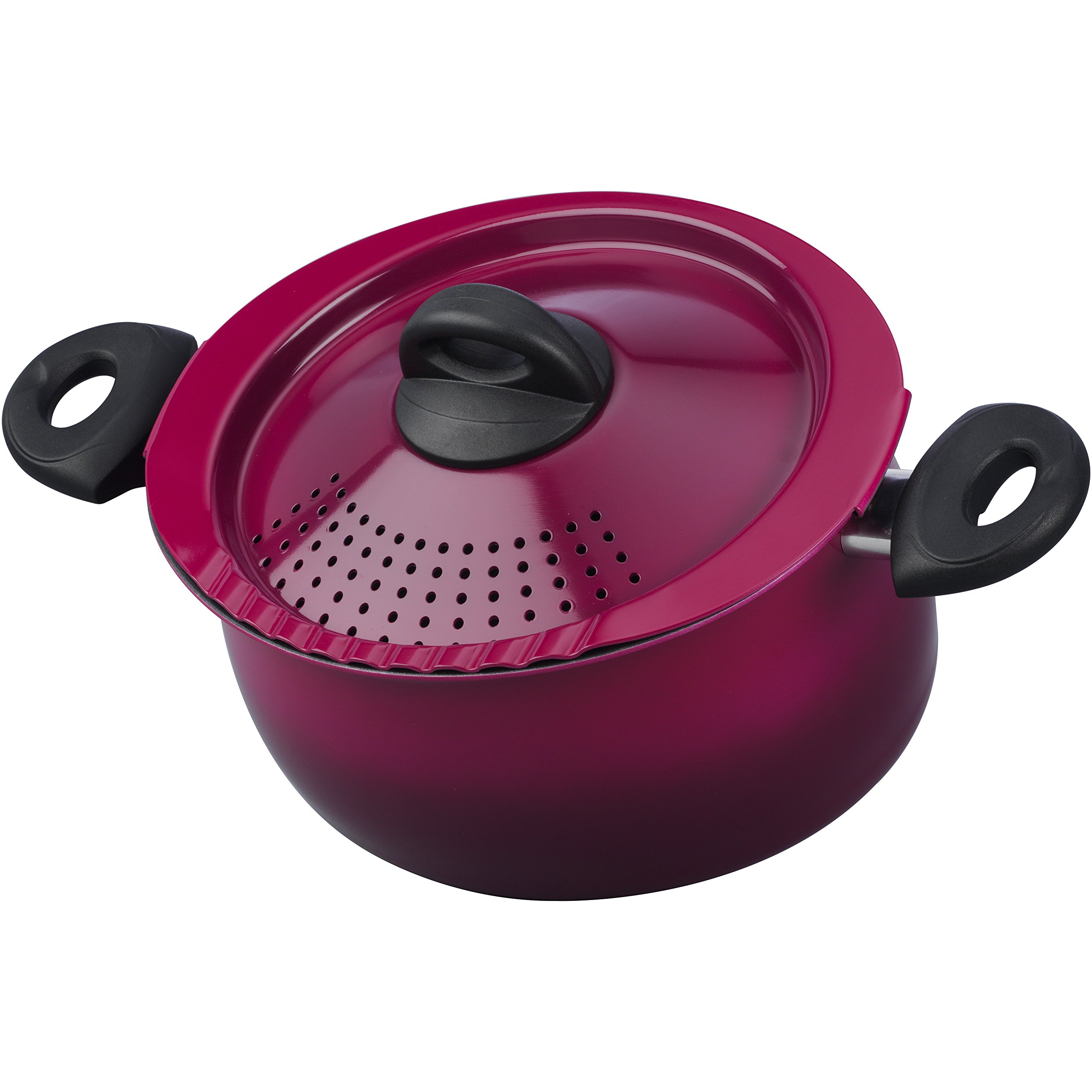 Bialetti 07549 Oval 5 Quart Pasta Pot with Strainer Lid, Black