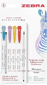 Zebra Pen Mildliner Dual Tip Brush Pens 5pk Deep & Warm Colours