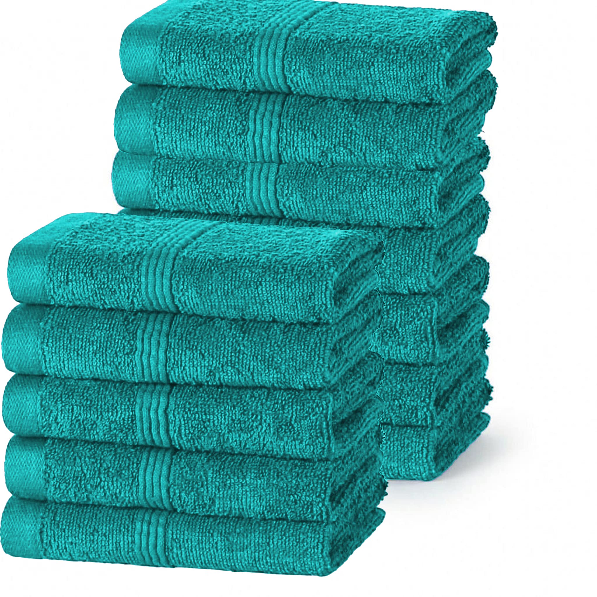 DARWEN STAR 100% Cotton 12 pcs Face Cloth, Highly Absorbent & Soft, 500GSM Egyptian Flannel towels, 30 x 30 Cm, Bathroom- Kitchen - GYM Multipurpose Cotton Towels (Kingfisher)