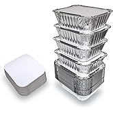 55 PACK - Aluminum Foil Pan Containers with Lids Take Out Pans Food Containers Disposable Easy Pack From Spare – 1Lb Capacity