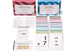 THINK TANK SCHOLAR Award-Winning Math Flash Cards – 152 Multiplication & Division Facts (1–12) – 2 Facts Per Card with Visual Aids – Bonus Word Problems, Games & Durable Cardstock – Grades 2–6