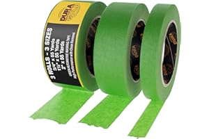 Dura-Gold Green Automotive Masking Tape 3/4, 1-1/2, 2 Inch (0.7", 1.41", 1.88" x 55 Yards), 1 Roll Each - High-Performance, Heat Resistant - Auto Refinish Painting Car Detailing Autobody Painters Tape