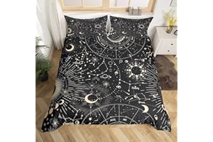 Feelyou Sun and Moon Duvet Cover Boho Exotic Bedding Set Galaxy Astrology Comforter Cover for Boys Girls Children Teens Bedroom Decor Chic Cute Luxury Zodiac Signs Bedspread Cover Twin Size