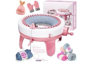 DOUBLECARE Knitting Machine 40 Needles,Smart Loom Knitting Machine,Knitting Board Rotating Double Knit Loom Machine for Adults/Kids Gift,DIY Knit Scarf Hat Sock(with Wool)