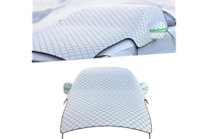 icykale 1 PC Car Front Windshield Protective Cover, Thickened Snow and Anti-Freeze Body Cover, Engine Hood Dust and Waterproof Protective Cloth, Universal for Most Cars (Silver)