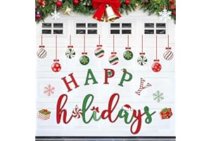 Whaline 24Pcs Merry Christmas Garage Decoration Magnet Stickers Happy Holidays Garage Door Decals Snowflake Magnet Refrigerator Stickers for Christmas Party Home Car Garage Door Decoration