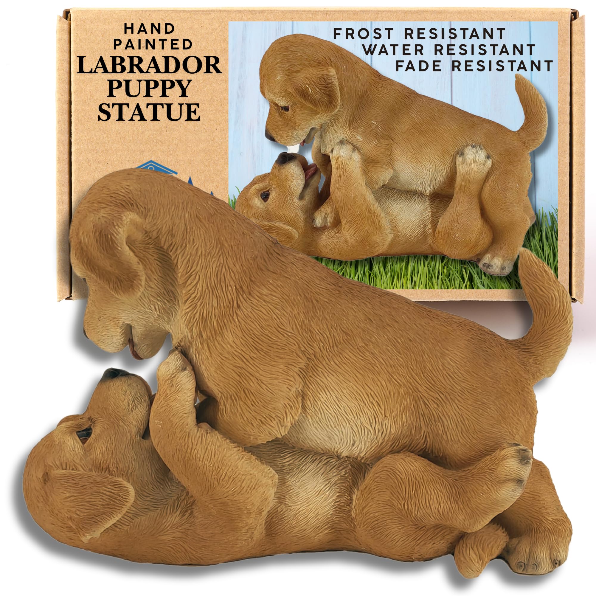 G&H Decor – Garden Labrador Statue – Hand Finished Yellow Lab Realistic Dog with Intricate Detail – Suitable for Indoor or Outdoor Use – Frost Resistant Dog Decorations (Playing)