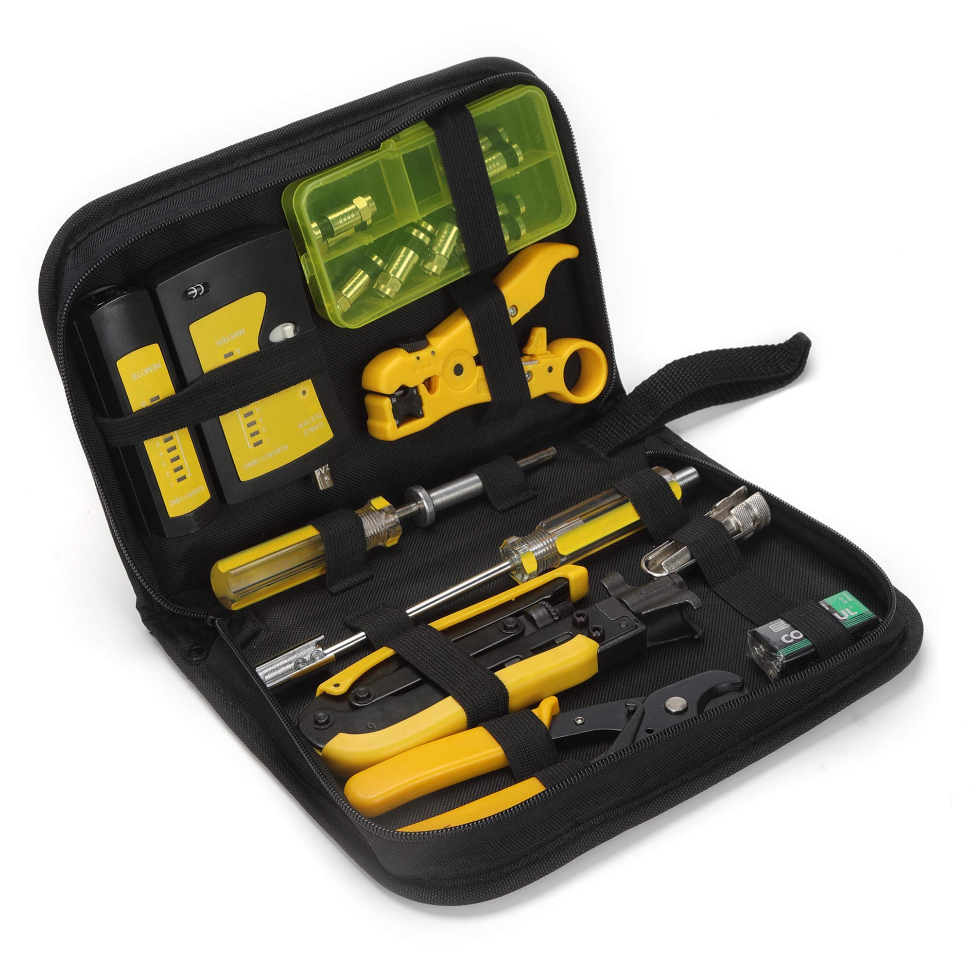 Photo 1 of TLS.eagle F Compression Tool Coax Cable Crimper Kit, Adjustable RG6 RG59 RG11 75-5 75-7 Coaxial Cable Stripper with F Compression Connectors Pack of 10