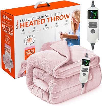 Warmer Electric Heated Throw Blanket with Digital Controller 9 Heat Settings