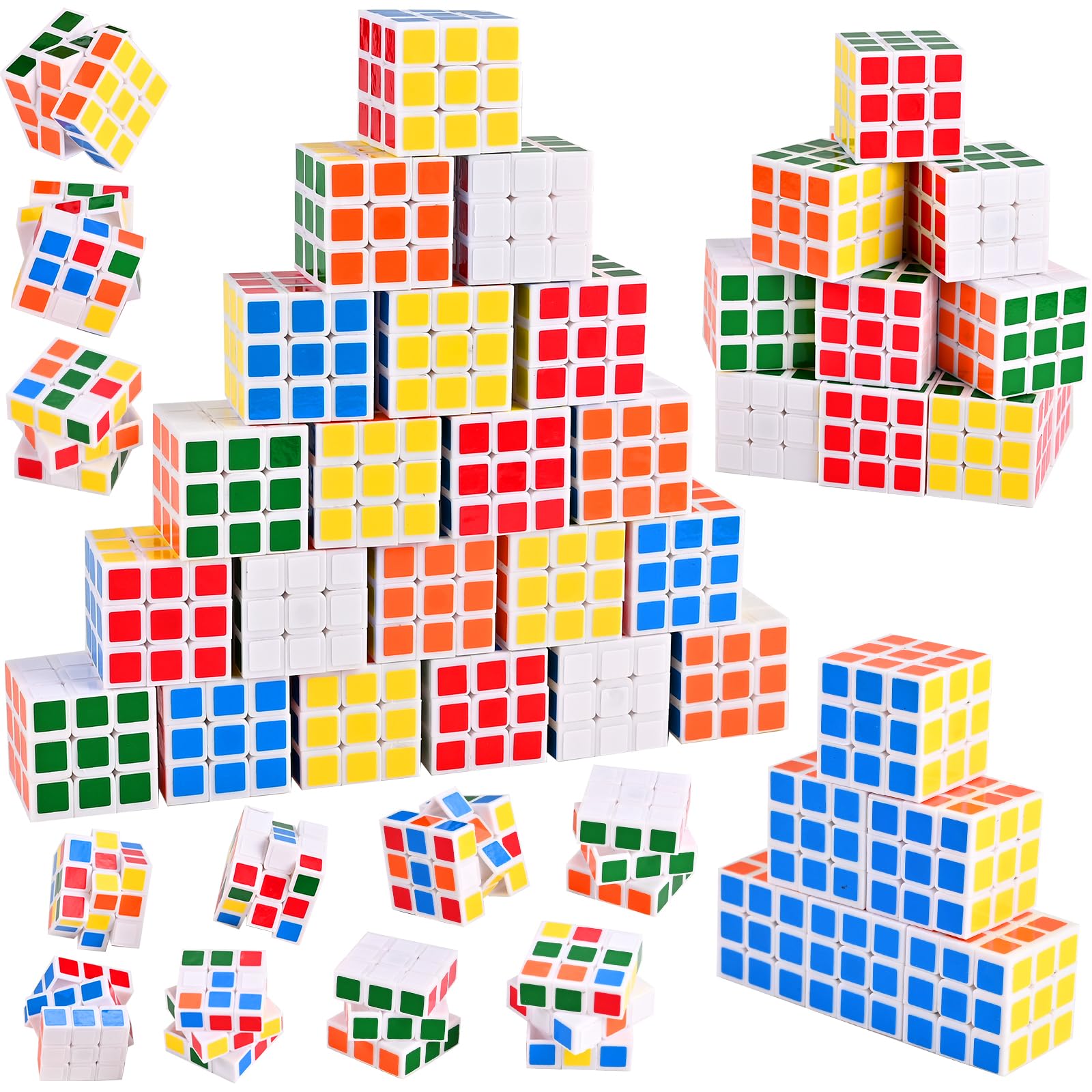 Photo 1 of GOLDGE 60 Mini Cube Puzzles, 1.18in 3x3, Fun Party Favors for Kids - School Rewards & Classroom Prizes, Perfect for Birthdays, Easter, Christmas & Stocking Stuffers (60PCS-6 Colors (White))