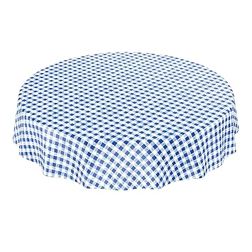 ANRO Tischdecke Wachstischdecke Wachstuch Wachstuchtischdecke Karo Klassik Meterware Blau Rund 140cm