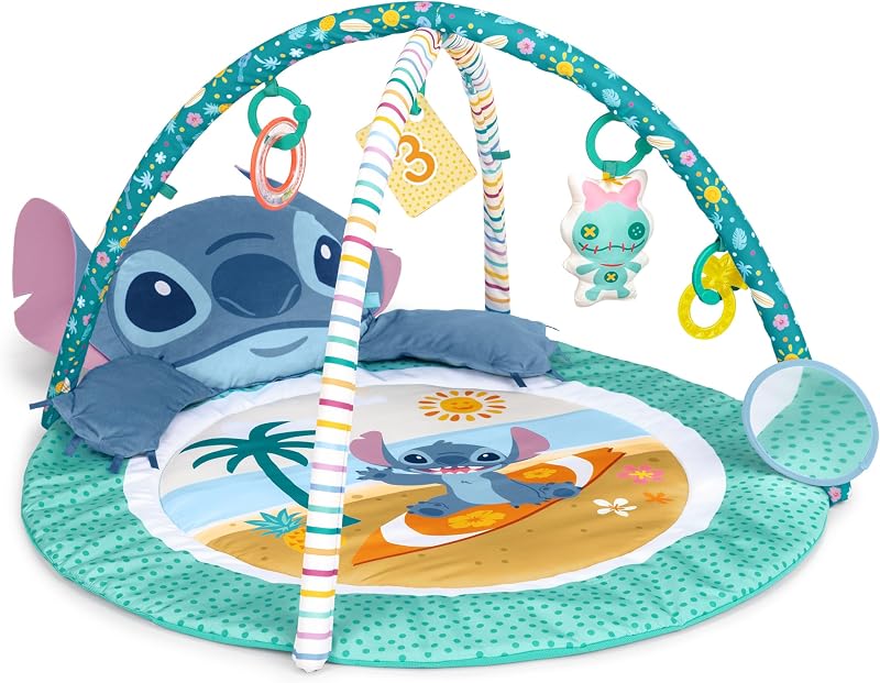 Bright Starts Disney Baby Stitch Activity Gym with Tummy Time Pillow