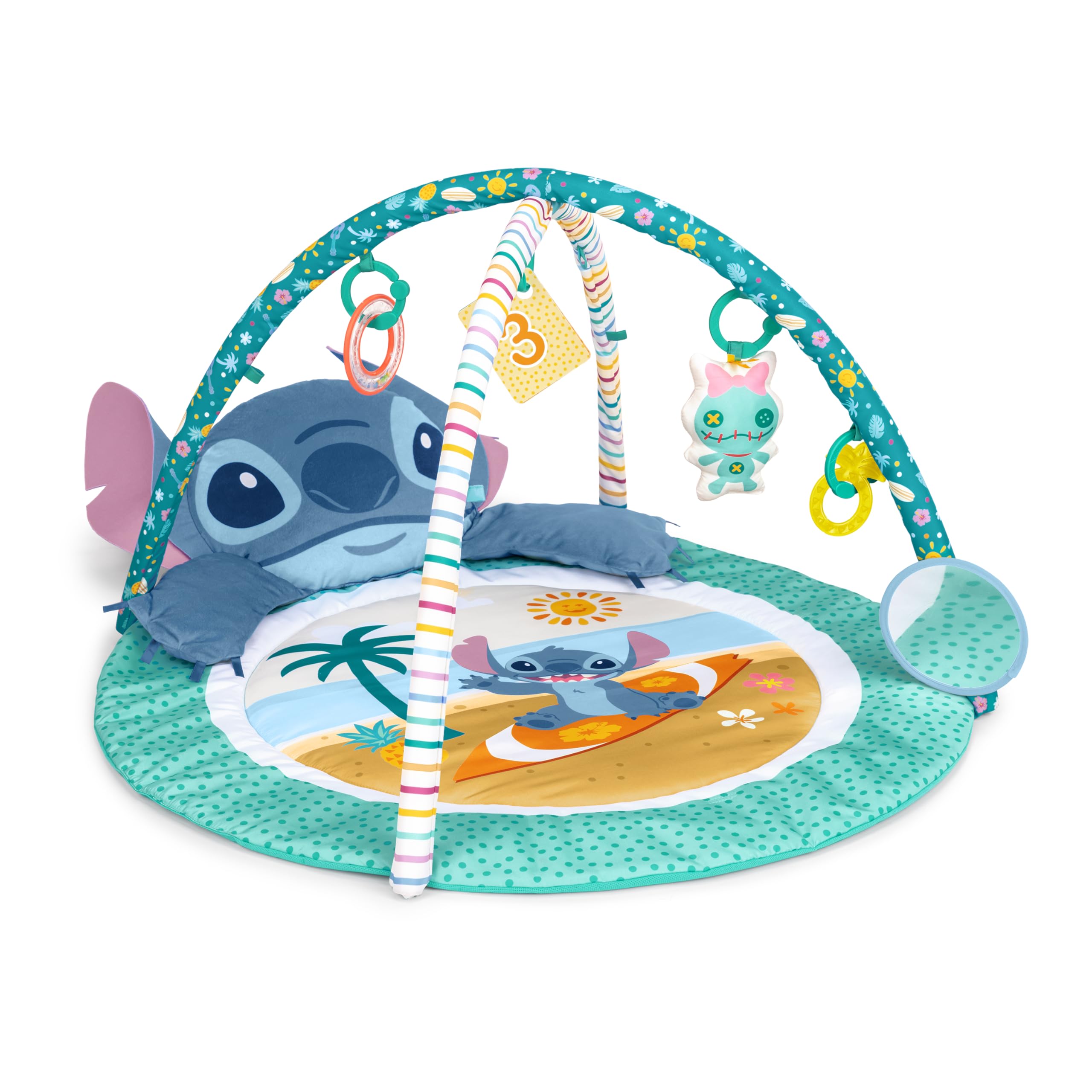 Bright Starts Disney Baby Stitch Party in Paradise Play Gym & Mat, Includes 5 Take Along Toys with Removable Stich Plush, Ages 0M+ Image