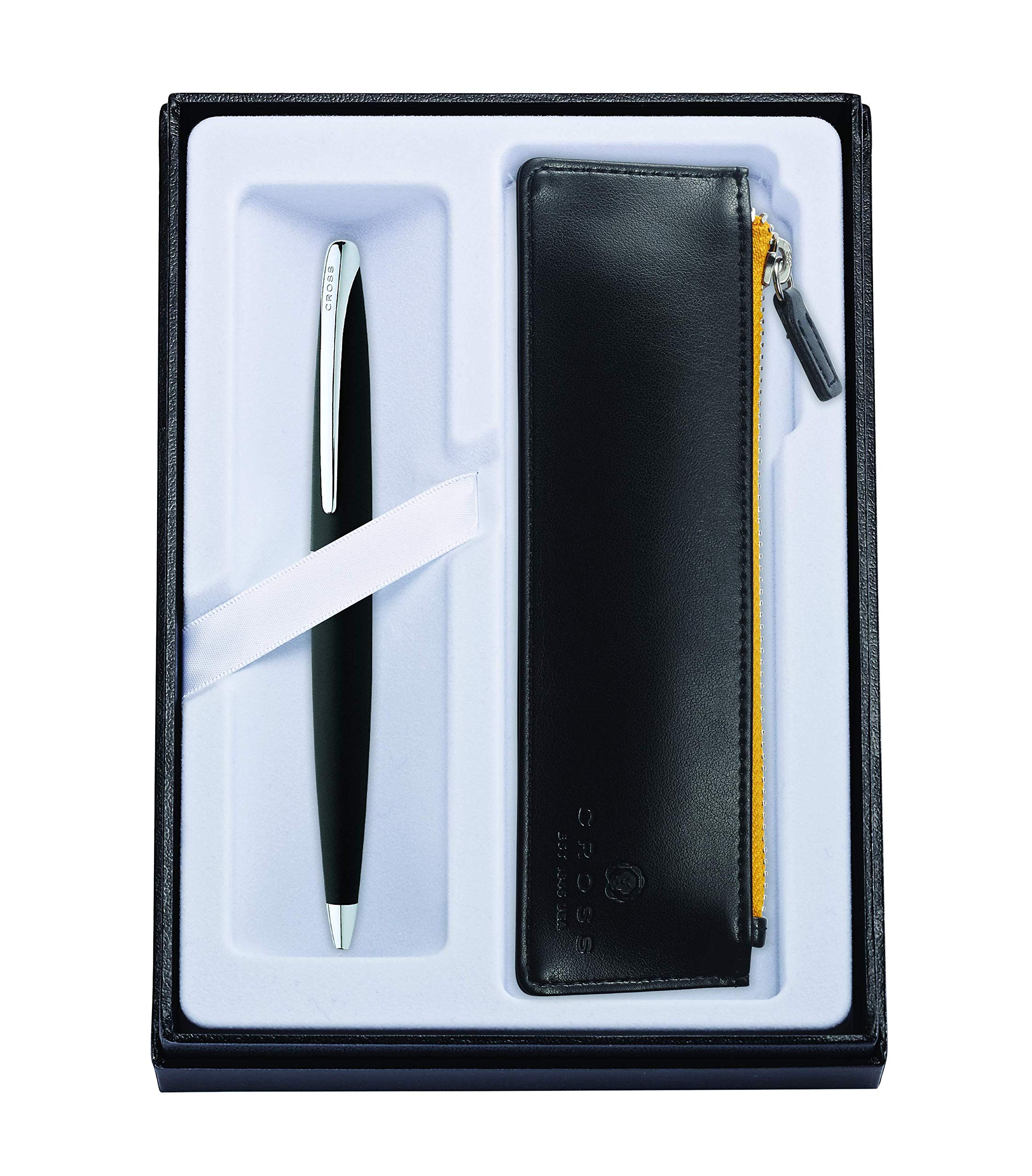 CROSS ATX Black Gift Set with Ballpoint Pen and Classic Black Zip Pen Pouch incl. Premium Gift Box