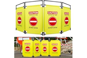 ACTREY 4 Panels Safety Barricade,7.8 FT Foldable Security Sign Barrier,Heavy Duty PVC Frame Barricade,DO NOT Enter" Gate High Visibility Caution Symbol Crowd Control