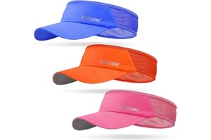 Sukeen 3 Pack Sports Sun Visor Men Women Lightweight Packable Cooling Stretchy Visor Hat for Running, Tennis, Golf