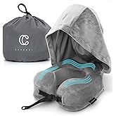 Cuddool Hoodie Travel Pillow Memory Foam Neck Pillow Head Chin Support Airplane, Car, Office & Home Sleep Rest Traveling Pillow(Gray,M)