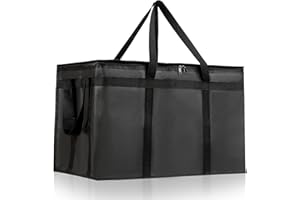 Juehuodaji Insulated Bags for Food Delivery, XXXL Pizza Delivery Bags for Hot and Cold Food, Large Capacity Reusable Cooler Bag Keep Food Warm for Grocery Shopping and Catering, Doordash, Travel