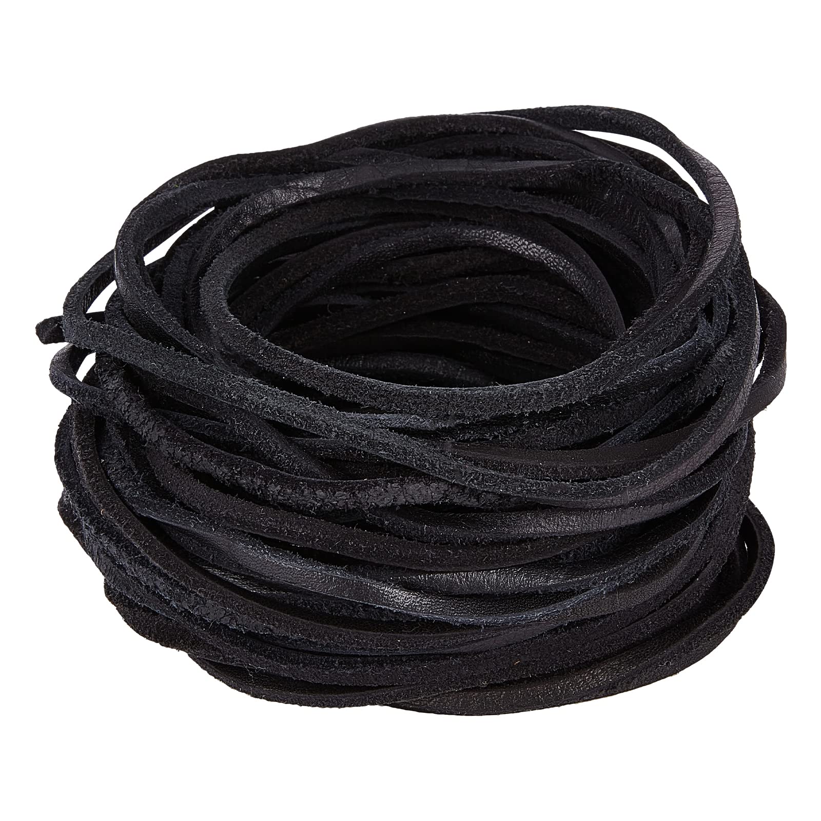 GORGECRAFT 11Yds 3mm Black Flat Genuine Leather Cord Natural Leather String Lace Strips Full Grain Cowhide Braiding String Roll for Jewelry Making DIY Craft Braided Bracelets Belts Keychains