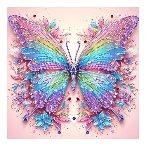 Omeblos Diamond Art,Diamond Painting,DIY Butterfly Diamonds Kit, Butterfly Carft for Beginners Round Full Drill Painting Diamonds Gem Art for Home Wall Decor Gift Adults Crafts Home Decor 12x12inch
