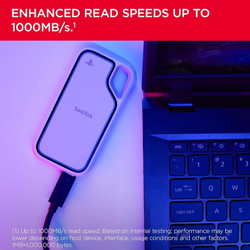 Extreme Portable SSD für PS5 1 TB - bis zu 1.000 MB/s Lesen - Weiß