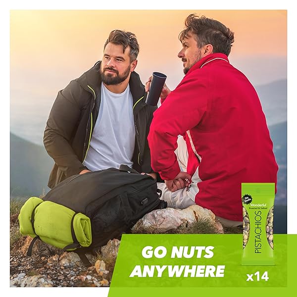 WONDERFUL PISTACHIOS NO SHELLS, ROASTED & SALTED NUTS, 0.75 OUNCE BAG (PACK OF 14), PROTEIN SNACKS, VEGAN SNACKS, ON-THE-GO, INDIVIDUAL SNACKS FOR ADULTS