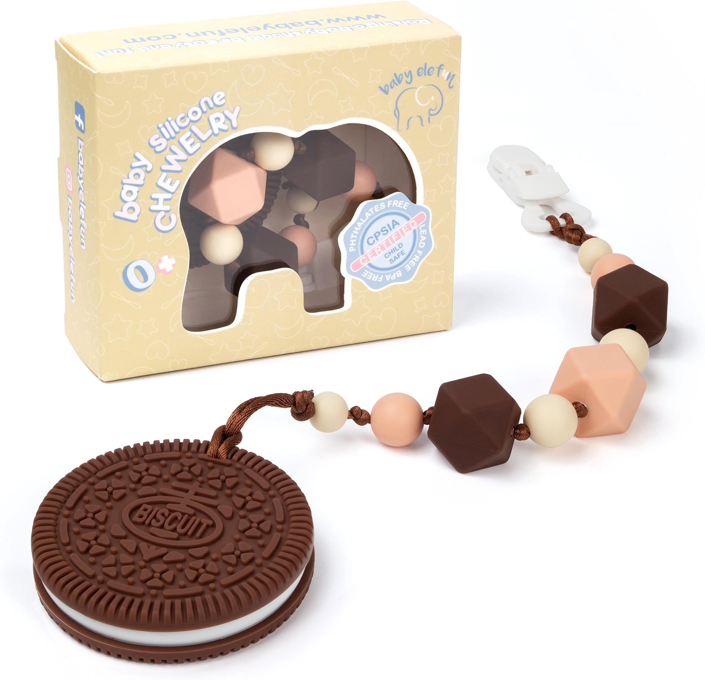 Teething Toys for Babies 6-12 Months - BPA Free Silicone - Cute and Highly Effective Cookie Teether with Pacifier Clip - Teethers Toy Best for 0-6 Months Stylish Boy or Girl Baby Easter Toys Gifts