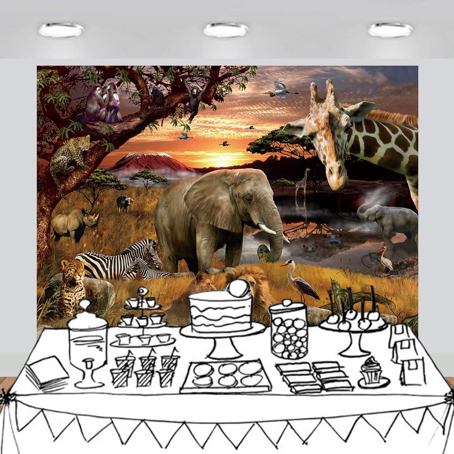 Musykrafties Tropical African Forest Jungle Safari Scenic Backdrop Large Banner Photography Studio Fabric Background Photobooth Prop 7x6feet #2195 - Image 5