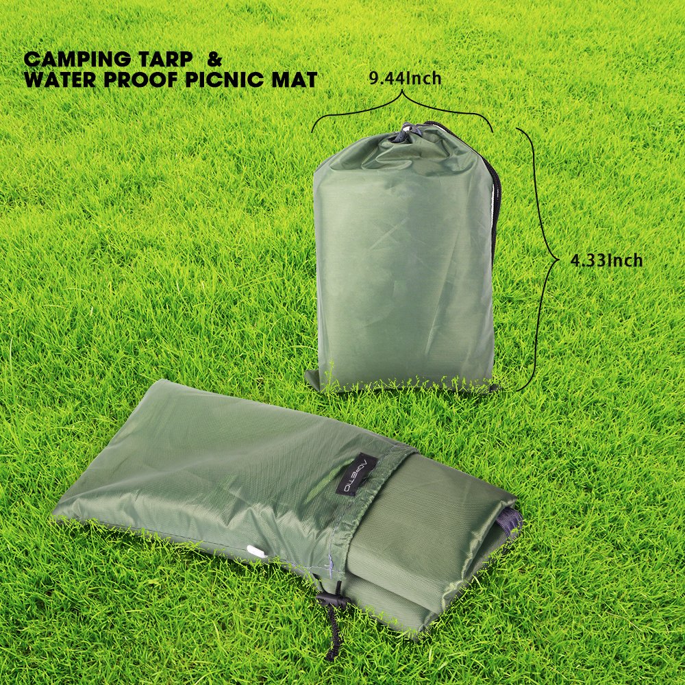 Camping Tarp Picnic Blanket AOPETIO-Rain Shed Sunshade Waterproof Multi-purpose Tent Accessories with Drawstring Carrying Bag