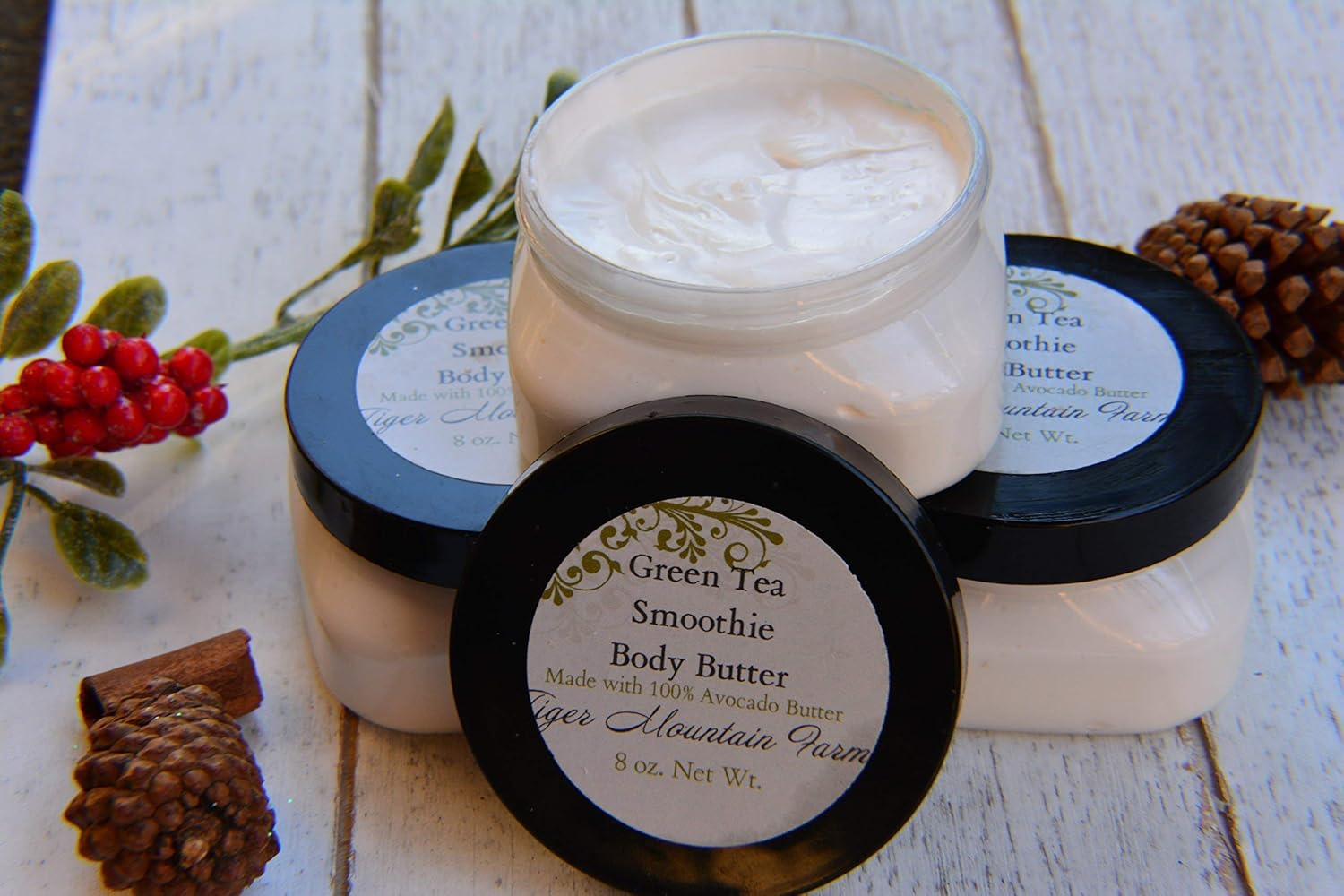 Green Tea Smoothie Body Butter for Daily Skin Moisture Therapy| 4 Ounce Jar Filled with 100% Avocado Body Butter, Green Tea Extract and Meadowfoam Oil | Vegan, Gluten Free, Paraben Free