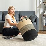 YOUDENOVA Cotton Rope Laundry Basket Large 58L 38x50 cm Grey Brown view 6