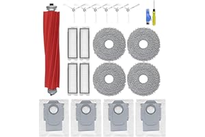 21-Pack Replacement Parts Accessories Kit Only for Roborock Qrevo Robot Vacuum 1 Main Brush, 6 Side Brushes, 4 Filters, 4 Mop