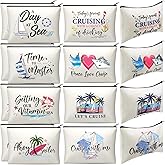 Silkfly 16 Pieces Cruise Survival Kit Novelty Cruise Cosmetic Bags Gift Travel Canvas Makeup Bag Zipper Organizer Pouch for Ocean Ship Lover Women Mom Vacation Friend Exchange Ideas(Canvas Base)