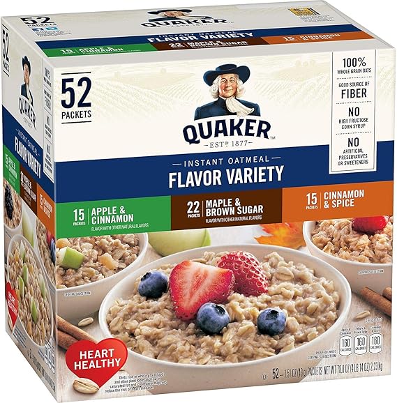 Quaker Instant Oatmeal Flavor Variety 52 Individual Sachet Box 2.23kg