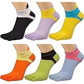 HONOW Women's Low Cut Toe Socks Ankle Cotton Running Socks(Pack of 5/6)