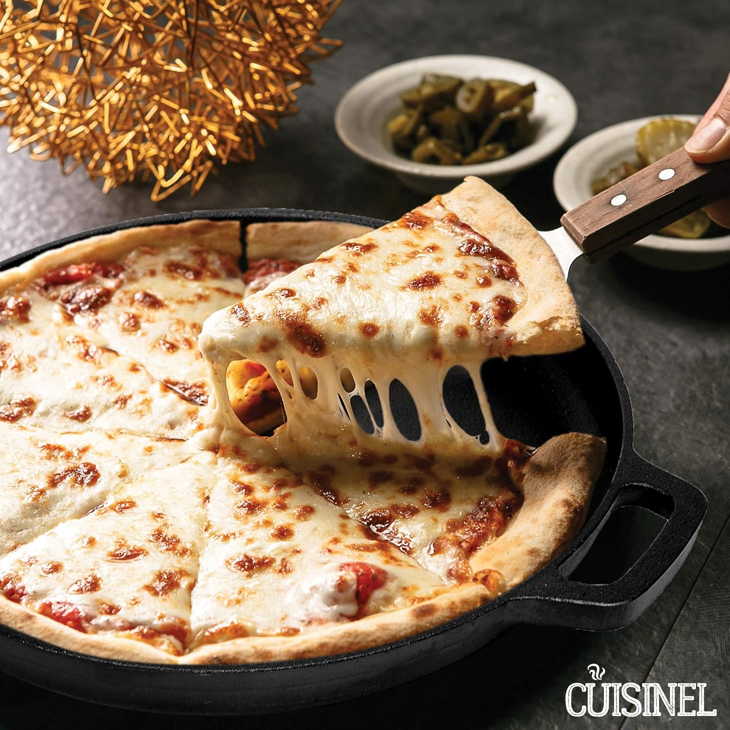 Pre-Seasoned Cast Iron Pizza and Baking Pan (13.5 Inch) Natural Finish, Enhanced Heat Retention and Dispersion - Stove, Oven, Grill or Campfire: Kitchen & Dining