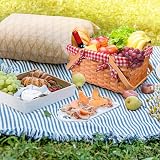 Bekith Picnic Basket Natural Split Woven Hamper with Pink Liner, Handles view 7