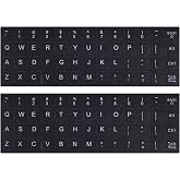 English Keyboard Stickers, 2 Pack Replacement Keyboard Letters Sticker | for Universal Computer Laptop Desktop, with White Font on Black Background, Matte Alphabet Stickers, Not Fade, Easy to Apply