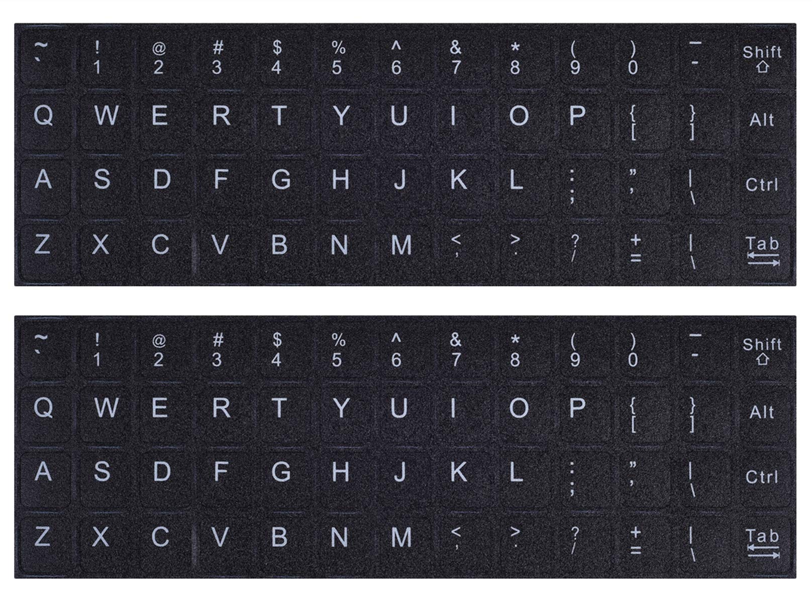 2PCS English Keyboard Stickers, Universal Letters Replacement Sticker White Font on Black Background for Computer, Laptop, Notebook, Desktop, Matte Alphabet Stickers (US Layout) — image 1