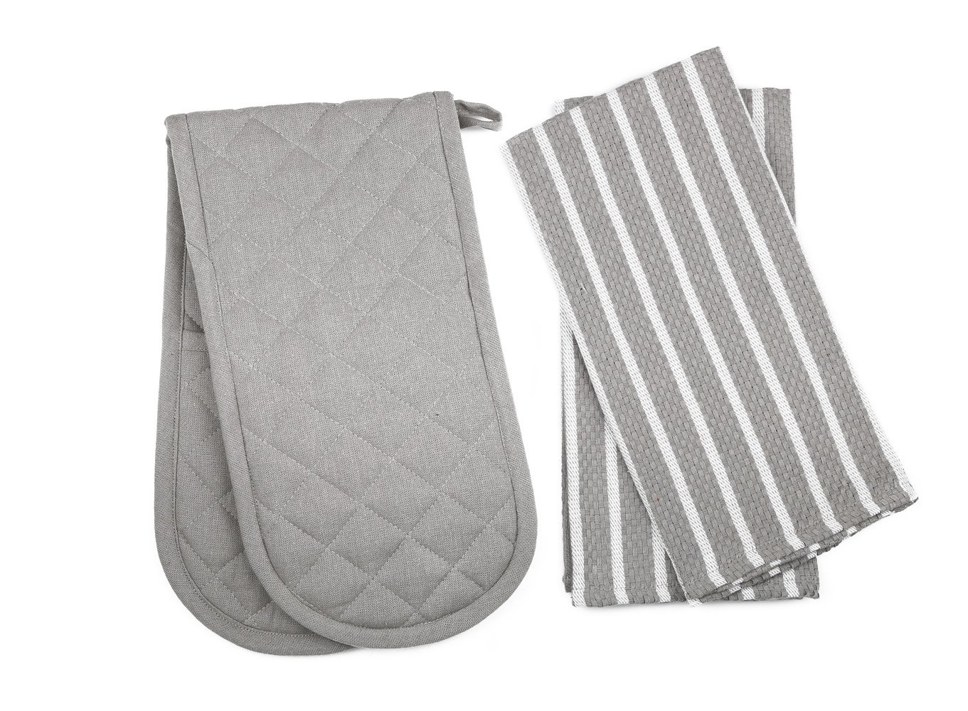 Penguin Home Heat Resistant Oven Gloves with Set of 2 Tea Oven Mitt & Potholder for Home Cooking - Maximum Heat Protection/Kitchen Accessories(Grey) Size - (18x90 & 65x45 cm)