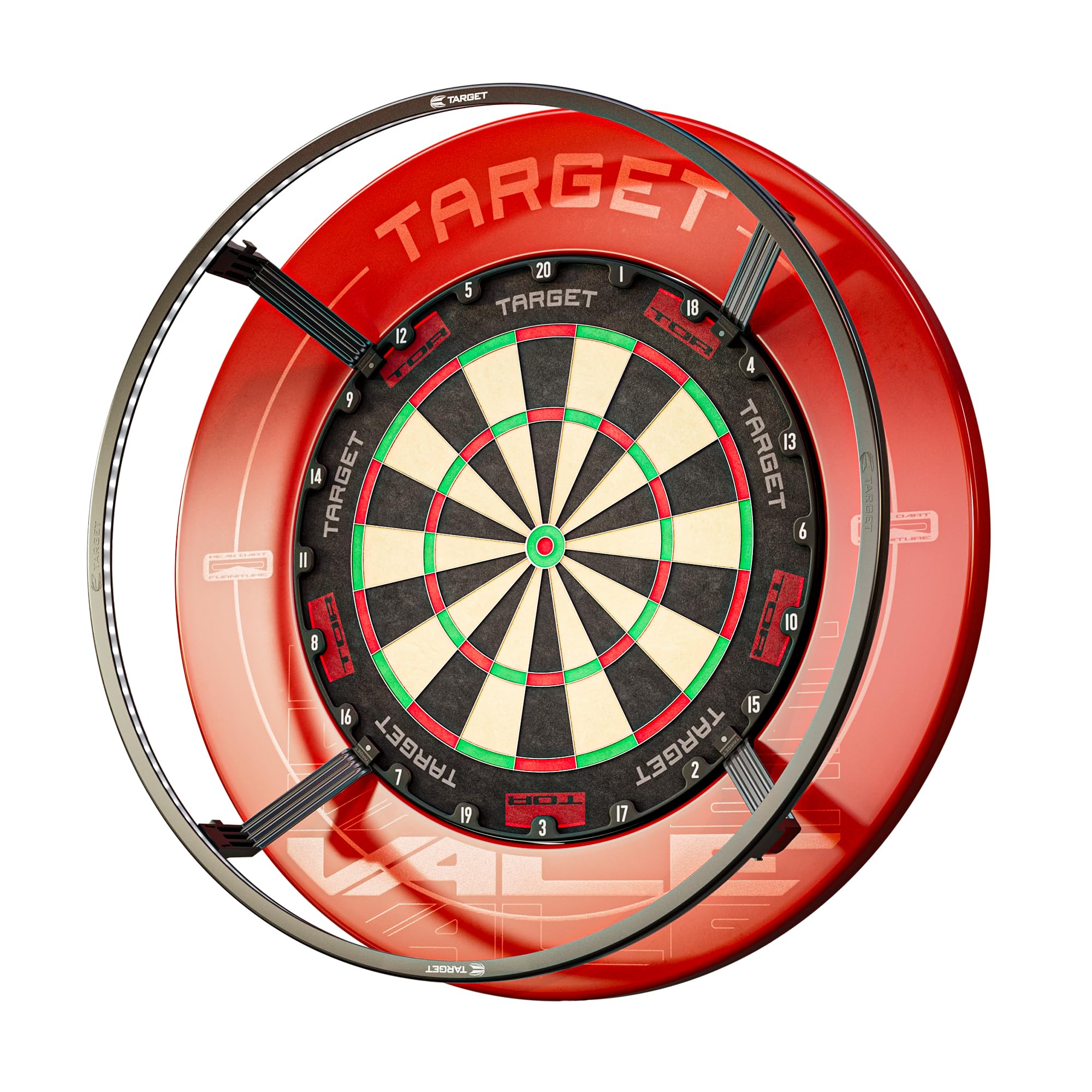 Target Darts Corona Vision Dartboard Lighting System, Schwarzer Rahmen | Weißes LED Dart Board Surround Ringlicht mit magnetischen Füßen | Schatten eliminierendes Dartboard Licht | Professionelle Dart