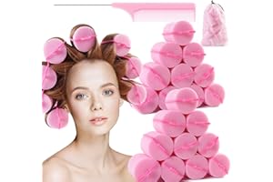 BEAUTIYAND Jumbo Foam Sponge Hair Roller Soft Sleeping rollers Curvy Wavy Hairstyle Curling Hair Styling Tools 24 Pieces Use For Long Hair Short Hair Ladies And Children 2"X2.75" (Pink)