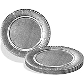 Silver with Beaded Rim Disposable Charger Paper Plates - 13" (Pack of 10) - Perfect for Weddings, Parties & Special Occasions