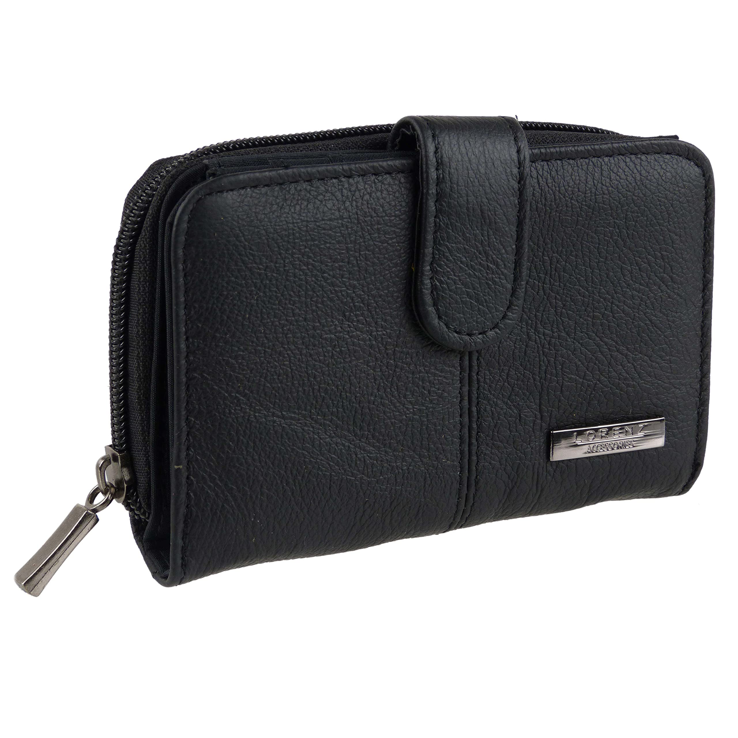 Lorenz Ladies Zip Around Purse Black