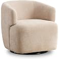 SOFTHION Swivel Accent Chair - Sherpa Teddy Barrel Chair With Metal Base, White - View #12