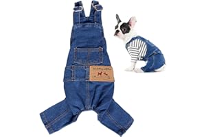 Rbenxia 1 Piece of Dog Denim Shirts Puppy Jean Jacket Sling Jumpsuit Costumes Pet Jean Overalls Dog Pants Outfits for Small P