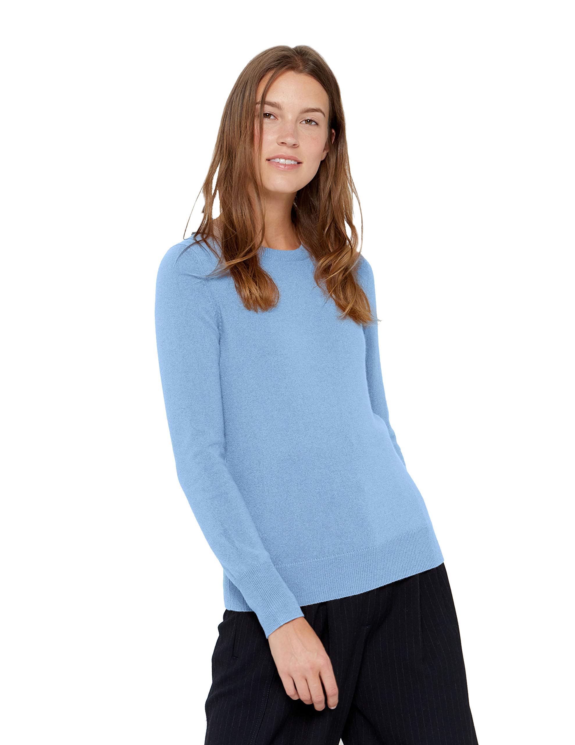 Women’s Essential Crewneck Sweater 100% Pure Cashmere Classic Long Sleeve Pullover