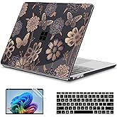 Teryeefi Floral Case for 13 inch Microsoft Surface Laptop Copilot+ PC 2025 Model 2095, Lightweight Protective Fashion Hard Shell with Keyboard Cover Screen Protector, Butterfly Flower