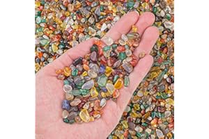 EZEELAI 0.5 Lb/230g Colorful Agate Aquarium Fish Tank Gravel Rocks, Crushed Stone Crystal Chips Bulk Natural Gemstones Pebbles Irregular for Aquarium, Vase Fillers, Succulent Plants Decor
